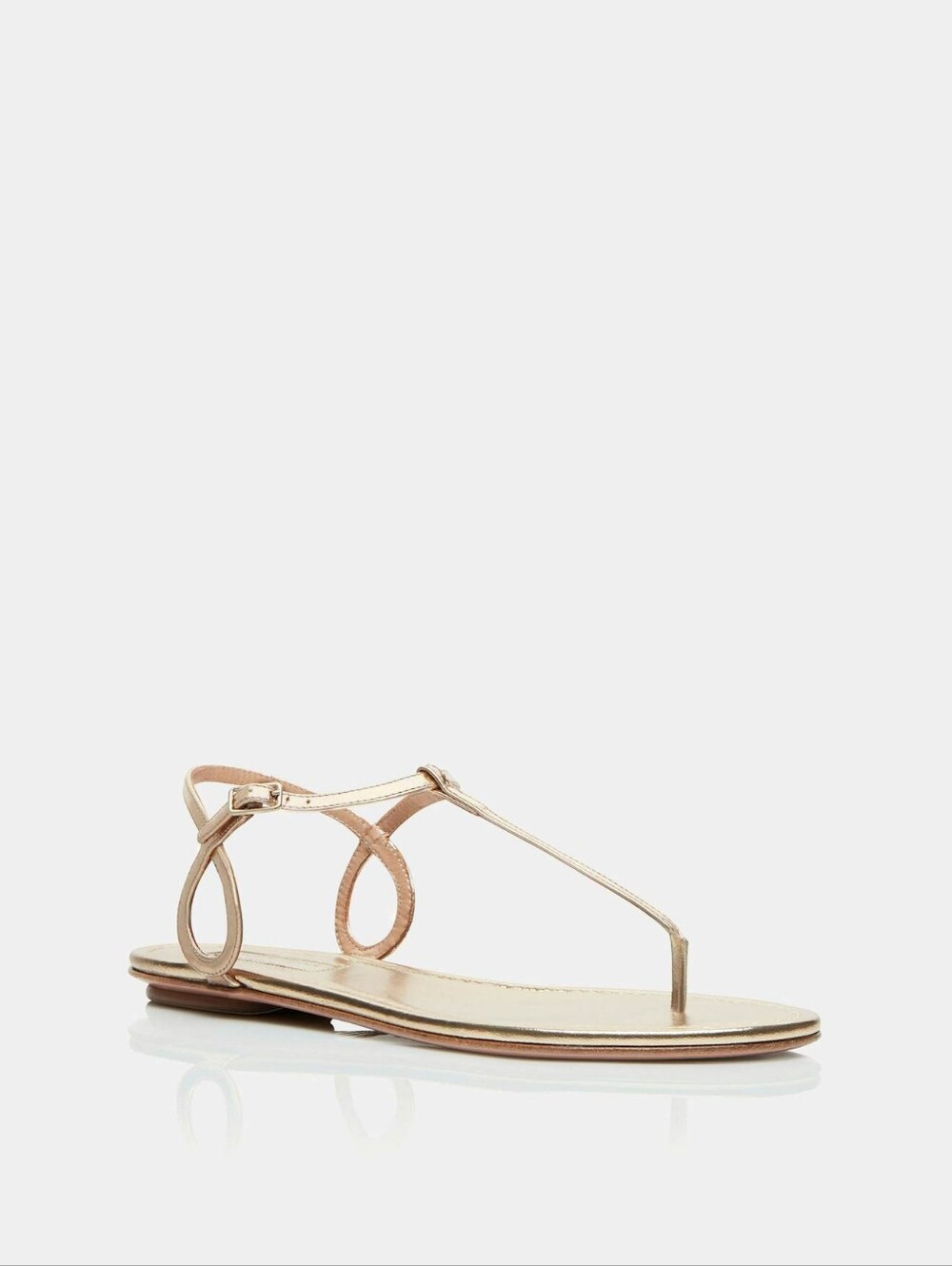 Aquazzura Gold Almost Bare Flat Thong Sandals Metallic Leather Sz EU 35.5 - Picture 5 of 15